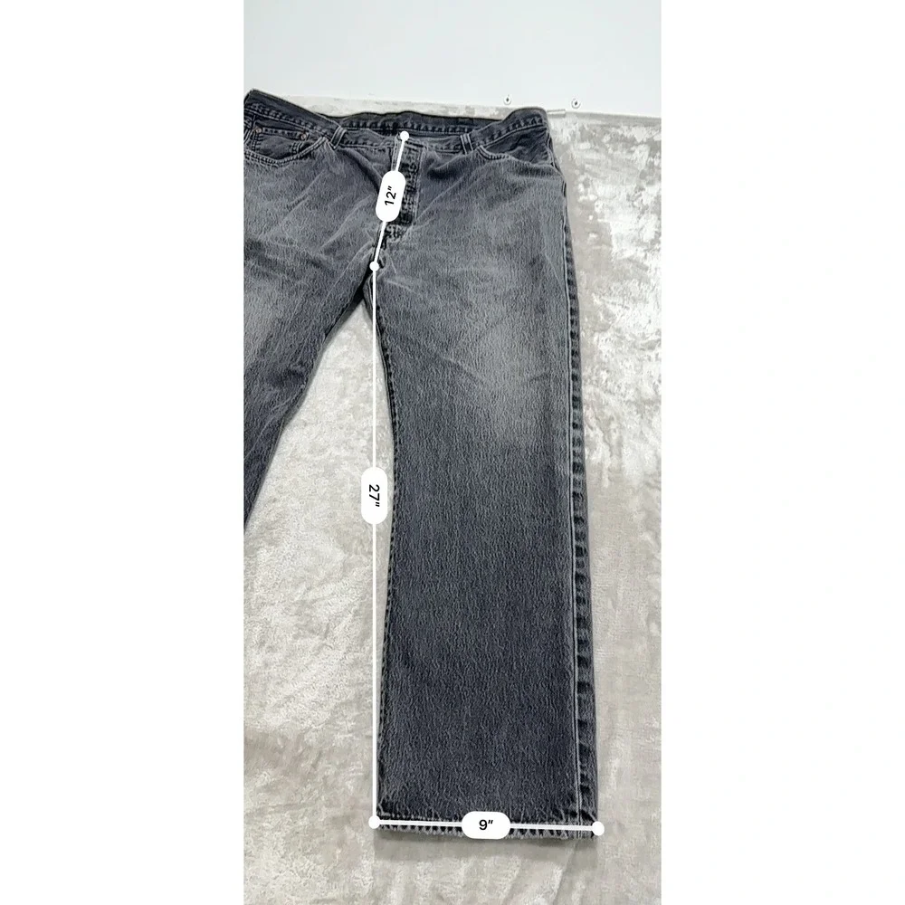 Levi's 501 Jeans Mens Size 42x30 Charcoal Gray Straight Leg Button Fly EUC